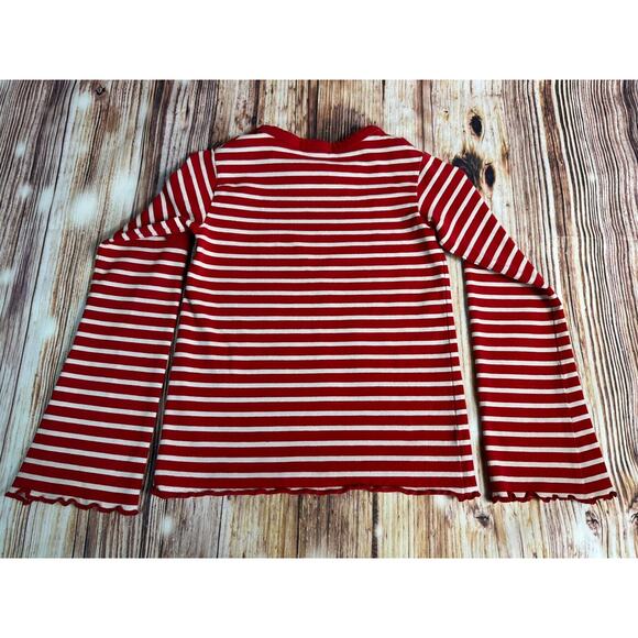 Ralph Lauren Girls Sz 5 Red White Stripe Long Sleeve Shirt Top Pocket Blue Pony - Picture 5 of 5